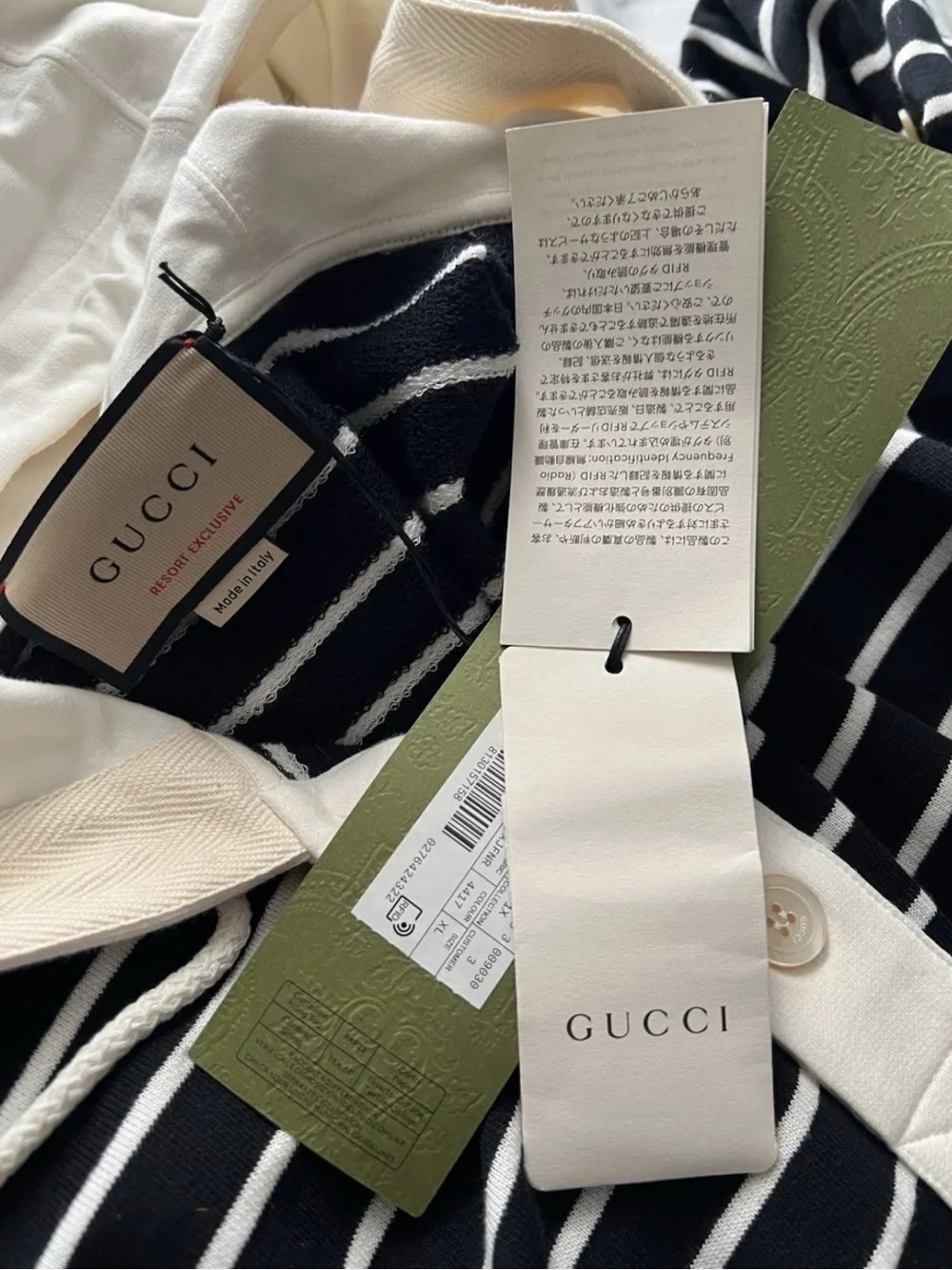 BNWT Gucci Resort Exclusive Striped Jersey Polo Sweatshirt ,Unisex XL,RT 1980.00